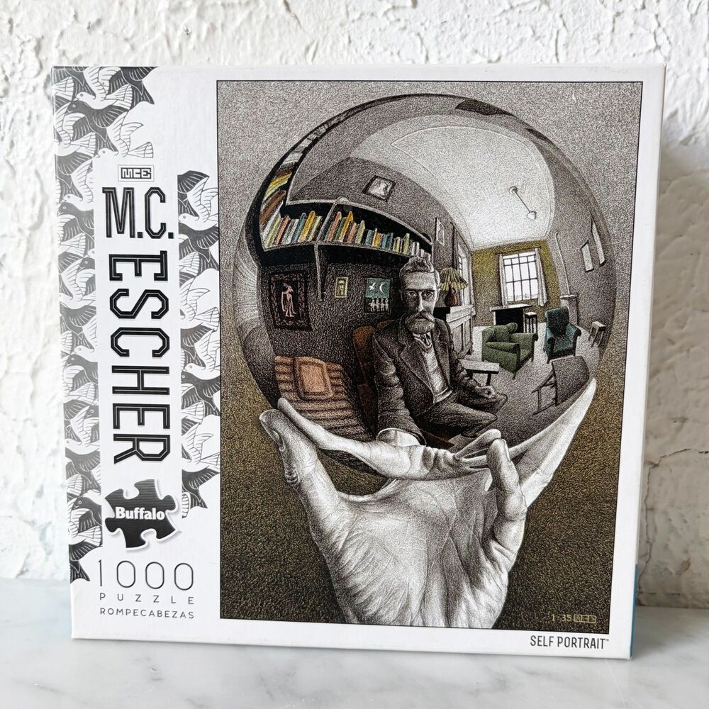 M.C. Escher Self Portrait 1000 Piece Puzzle Buffalo Complete with Poster